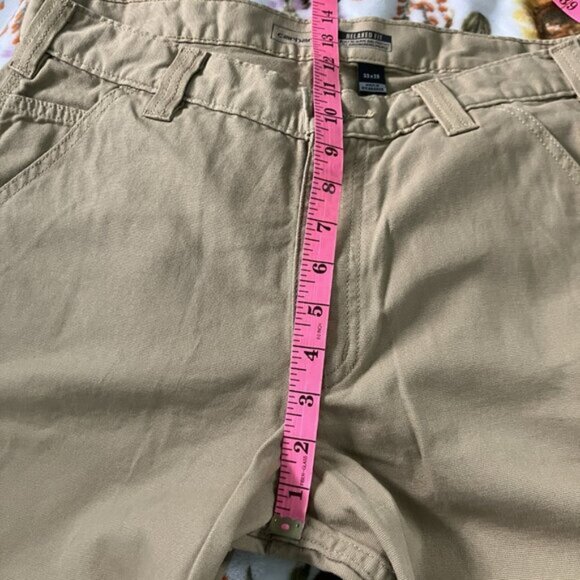 Carhartt Pants Mens 33x28 Rugged Flex Relaxed Fit Tan Canvas Workwear - Picture 11 of 12